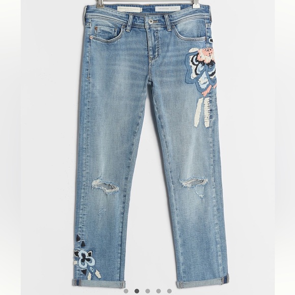 PILCRO Embroidered High-Rise Relaxed Jeans - Blue - Size 25 - Picture 1 of 15